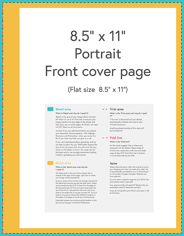 Hardcover template with large bleed area