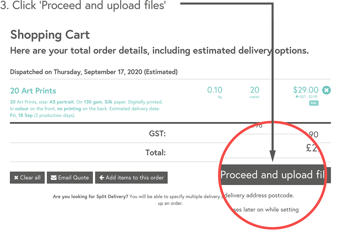 Click 'Proceed and upload files'