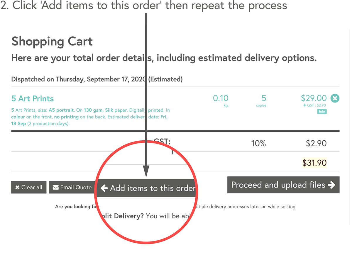 Click ‘Add items to this order’ then repeat the process