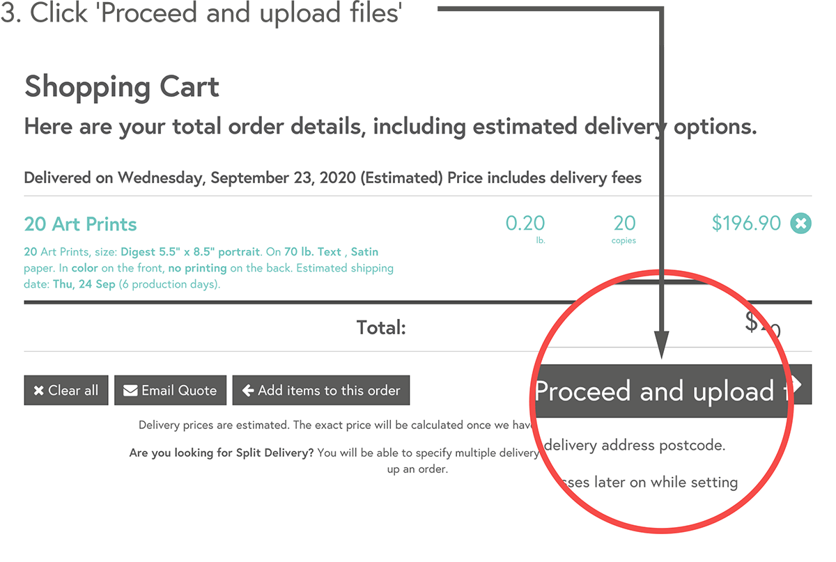 Click 'Proceed and upload files'