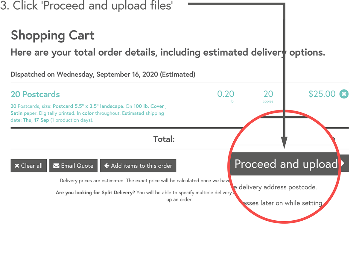 Click 'Proceed and upload files'