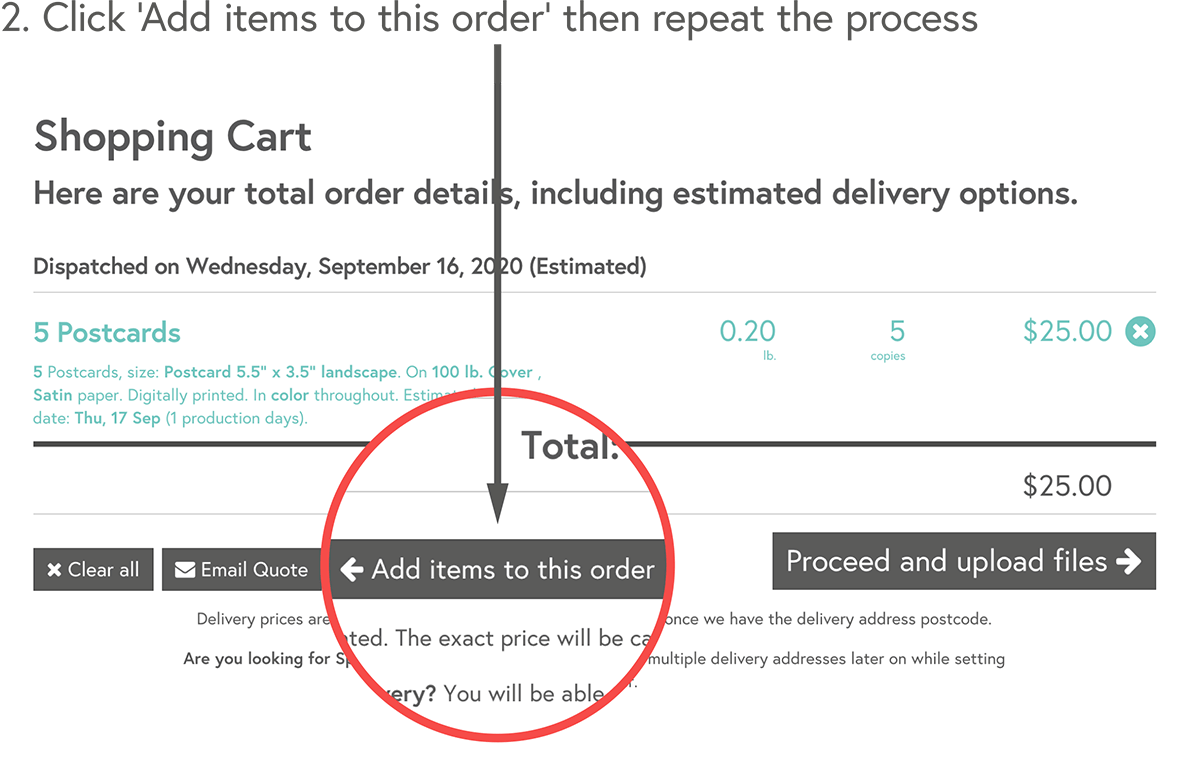 Click ‘Add items to this order’ then repeat the process