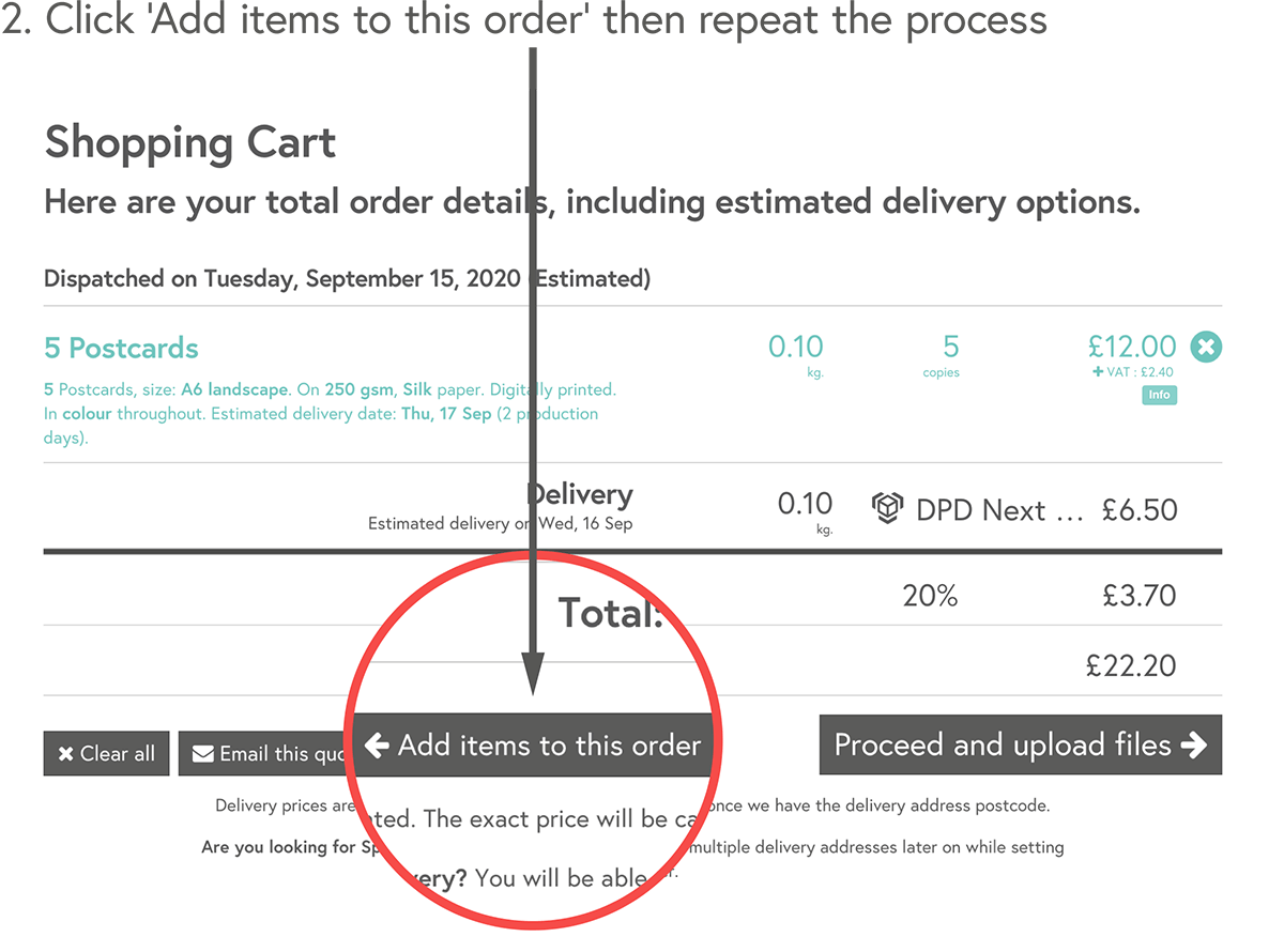 Click ‘Add items to this order’ then repeat the process